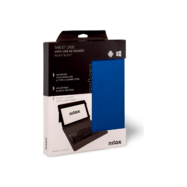 NILOX FUNDA TECLADO USB DE 9.7 A 10.5 azul