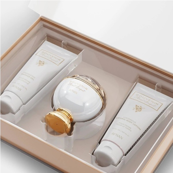 Afnan souvenir floral bouquet eau de parfum 100ml + gel de baño 100ml + locion corporal 100ml